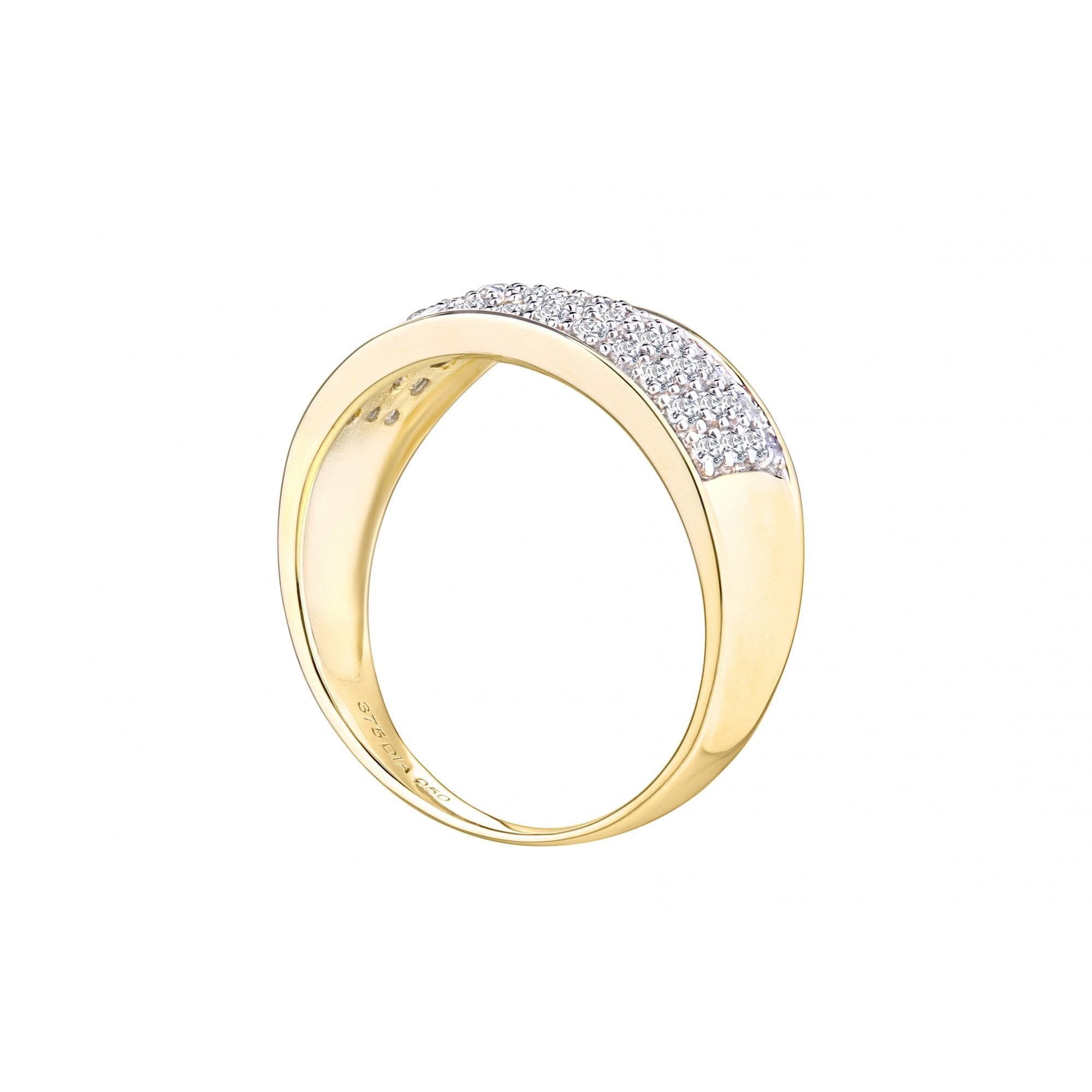 9ct Gold 0.50 Carat Natural Diamond Half Eternity Band Ring