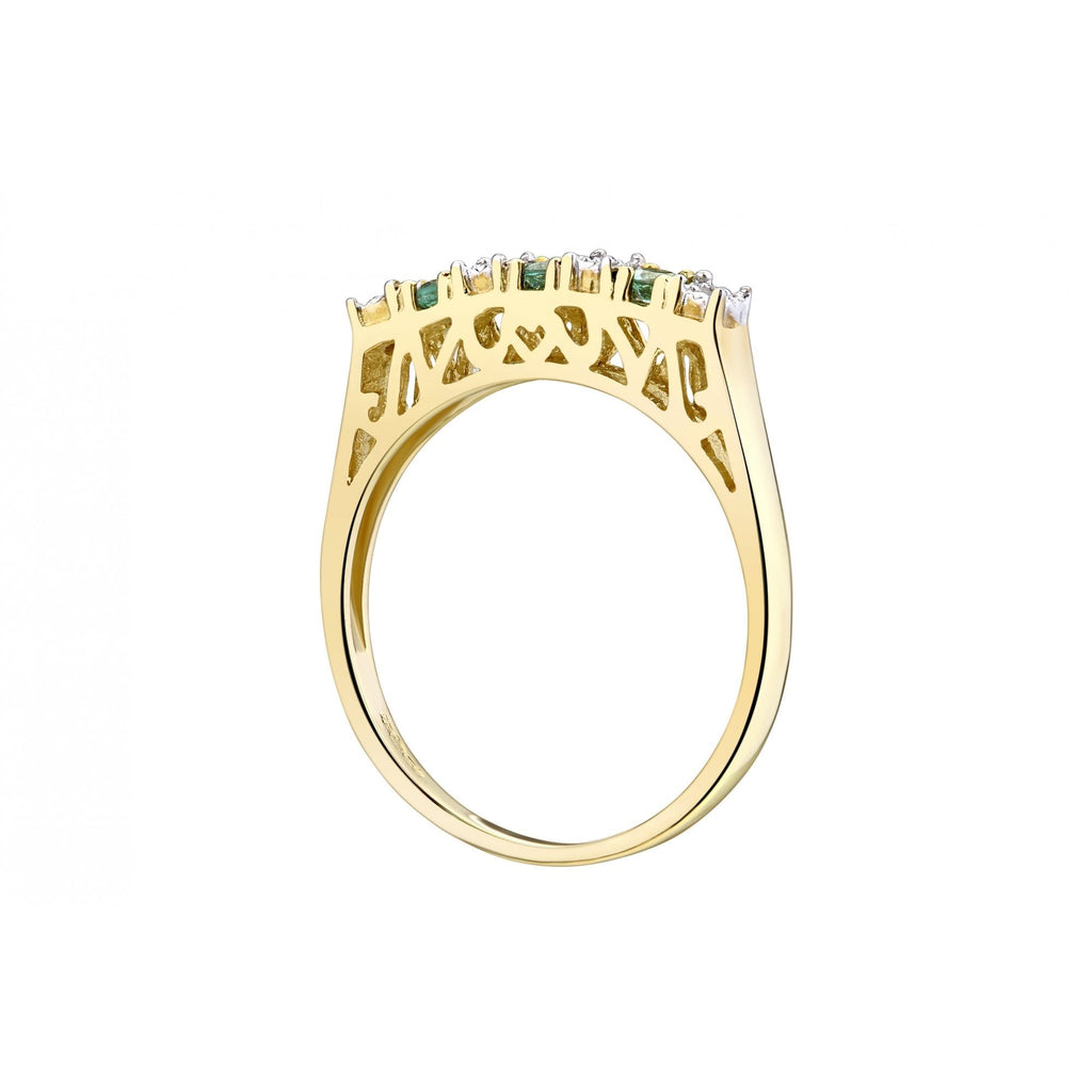 9ct Yellow Gold Round Emerald & Diamond Eternity Ring
