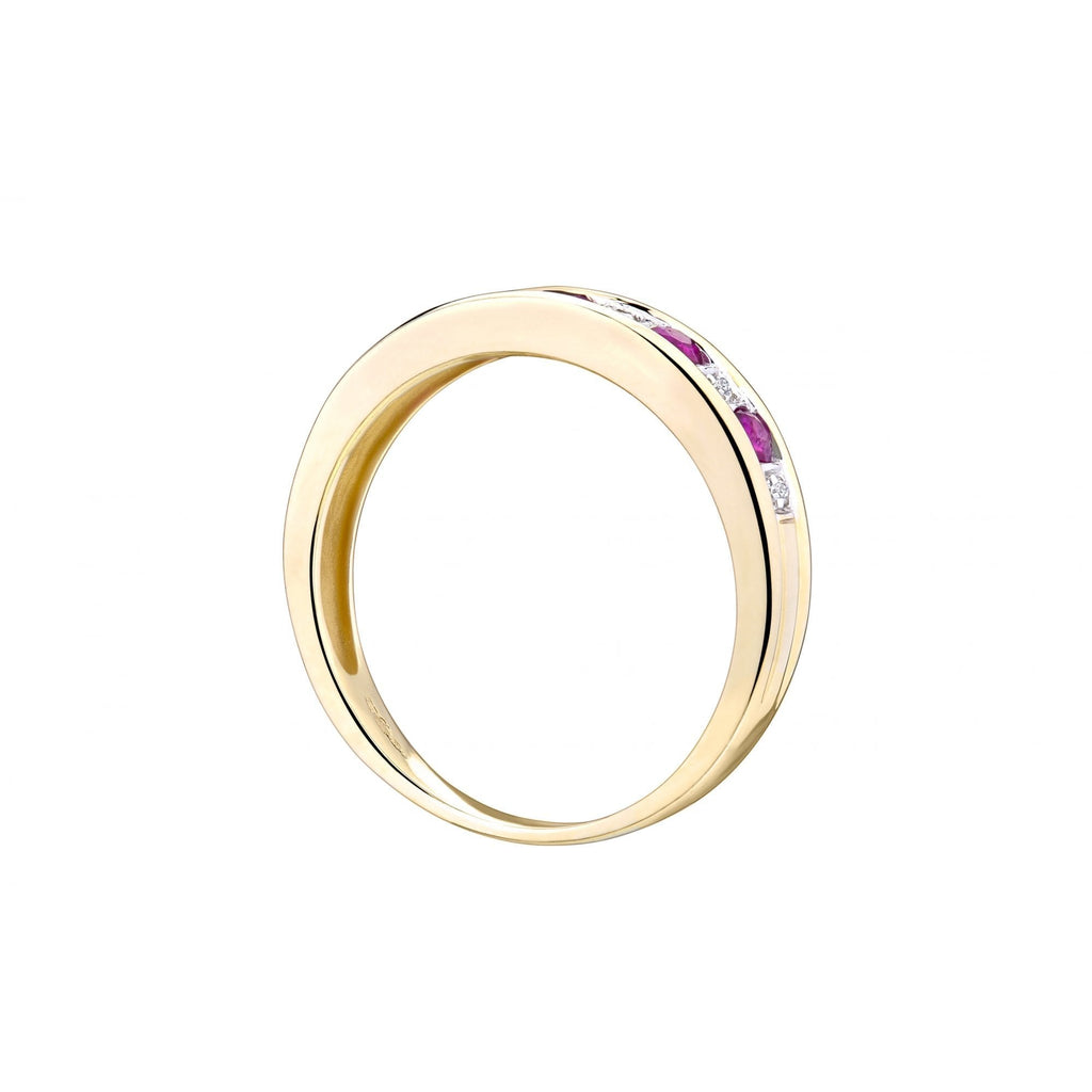 9ct Yellow Gold Ruby & 0.02ct Diamond Eternity Ring