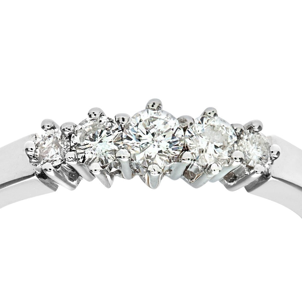 9ct White Gold 0.33 Carat Natural Diamond 5 Stone Engagement Ring