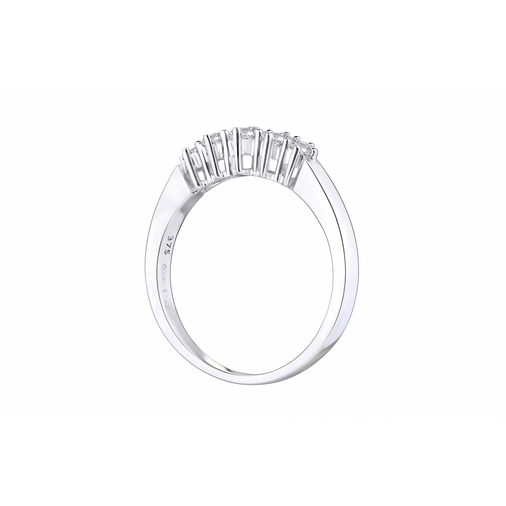 9ct White Gold 0.33 Carat Natural Diamond 5 Stone Engagement Ring