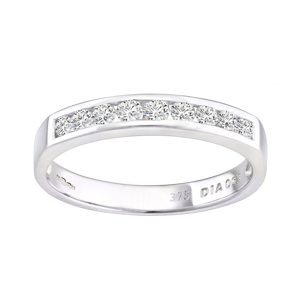 9ct White Gold 0.33 Carat Natural Diamond Channel Set Eternity Band Ring