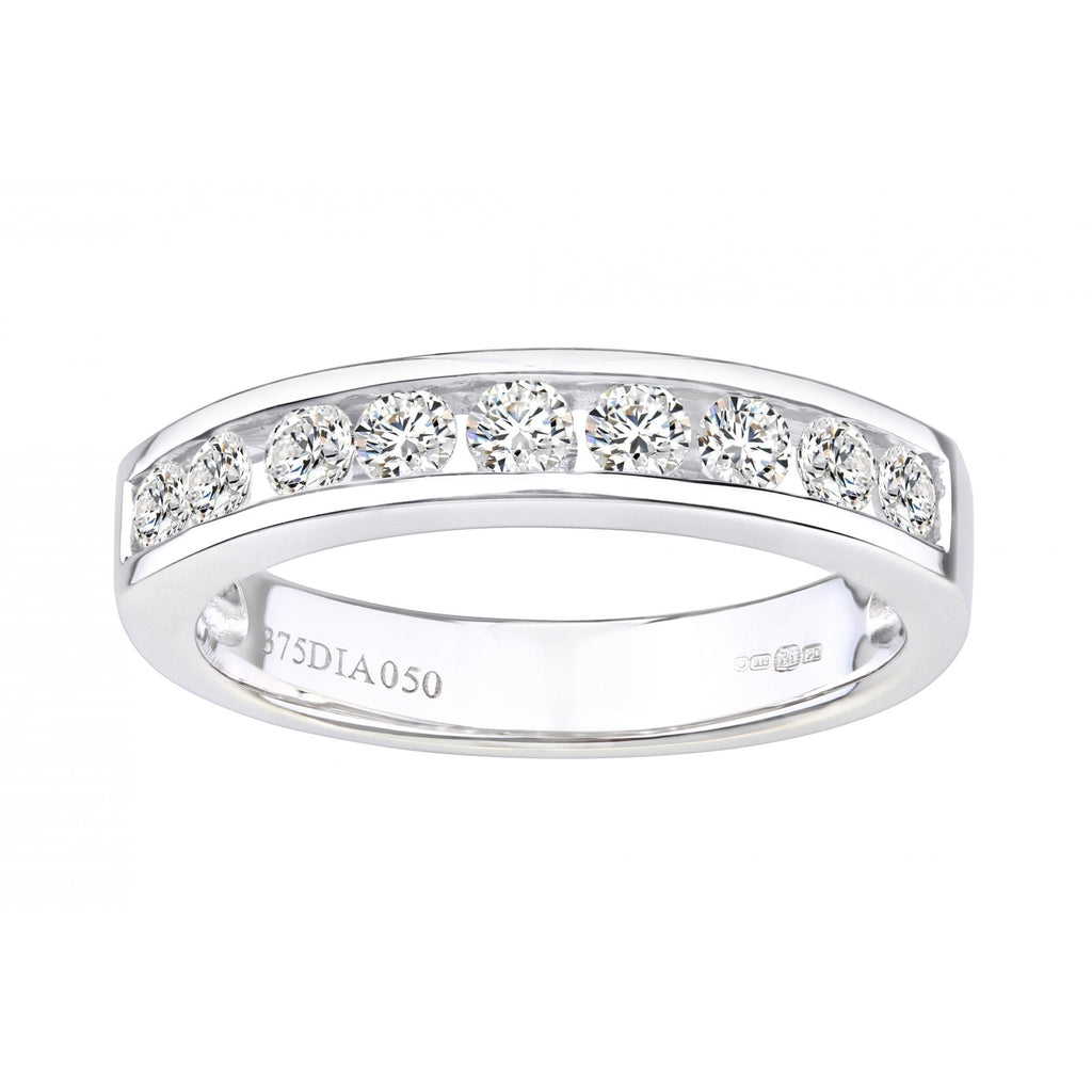 9ct White Gold 0.50 Carat Natural Diamond Channel Set Eternity Band Ring