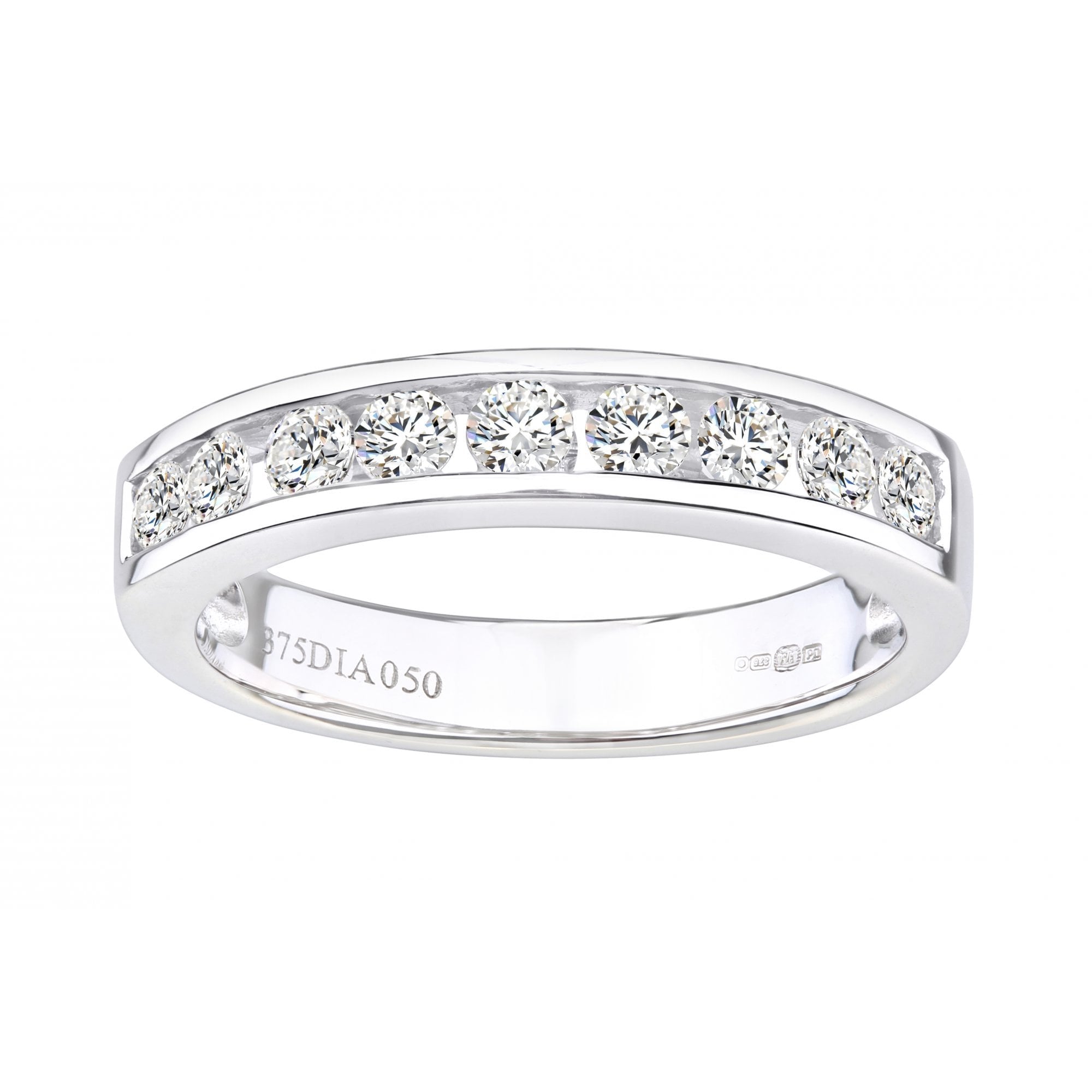 9ct White Gold 0.50 Carat Natural Diamond Channel Set Eternity Band Ring