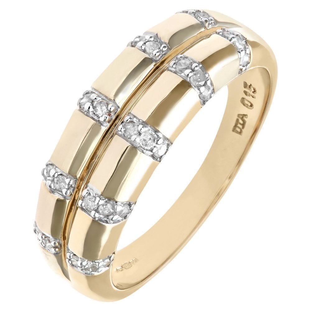 9ct Gold 0.15 Carat Natural Diamond Double Band Wedding Ring