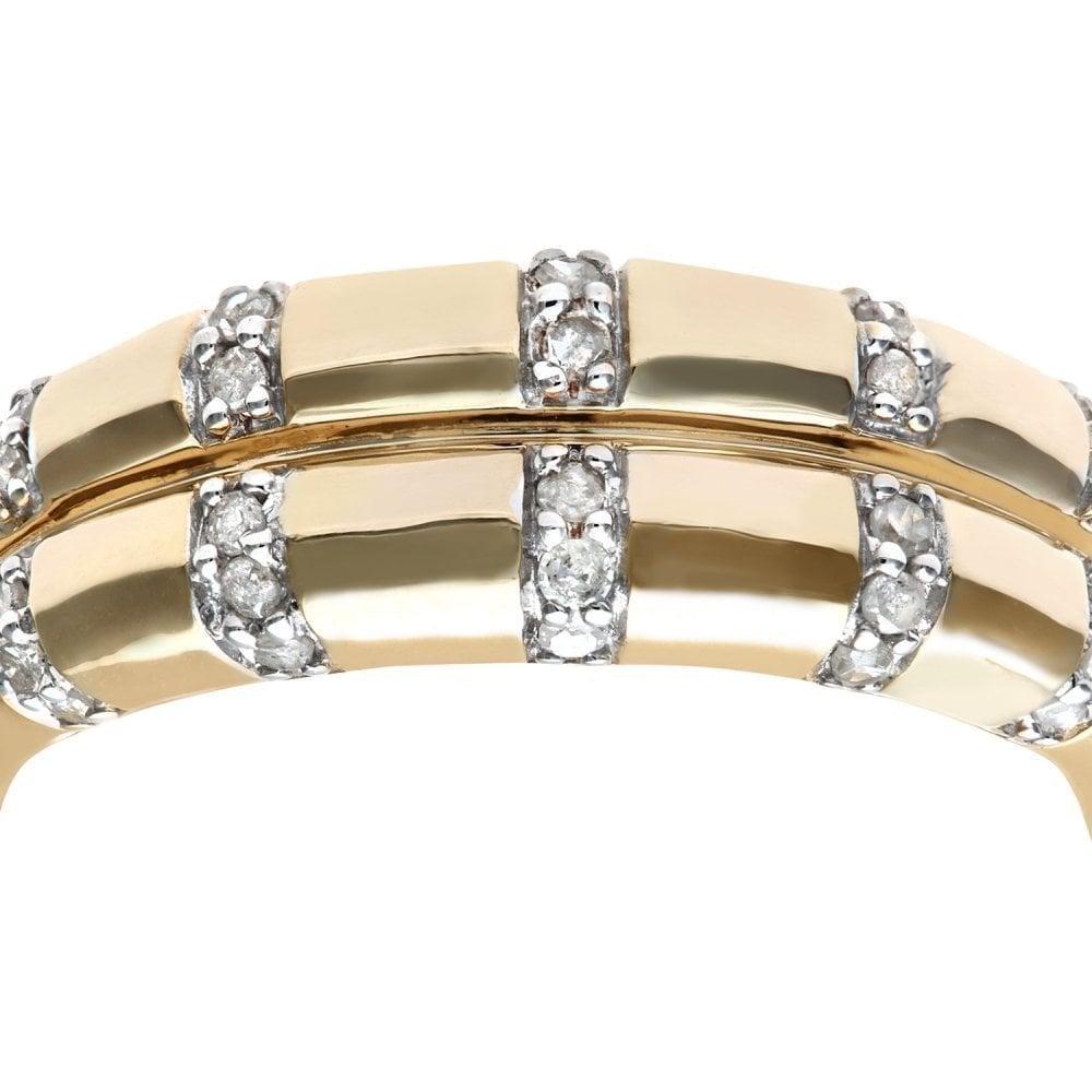 9ct Gold 0.15 Carat Natural Diamond Double Band Wedding Ring