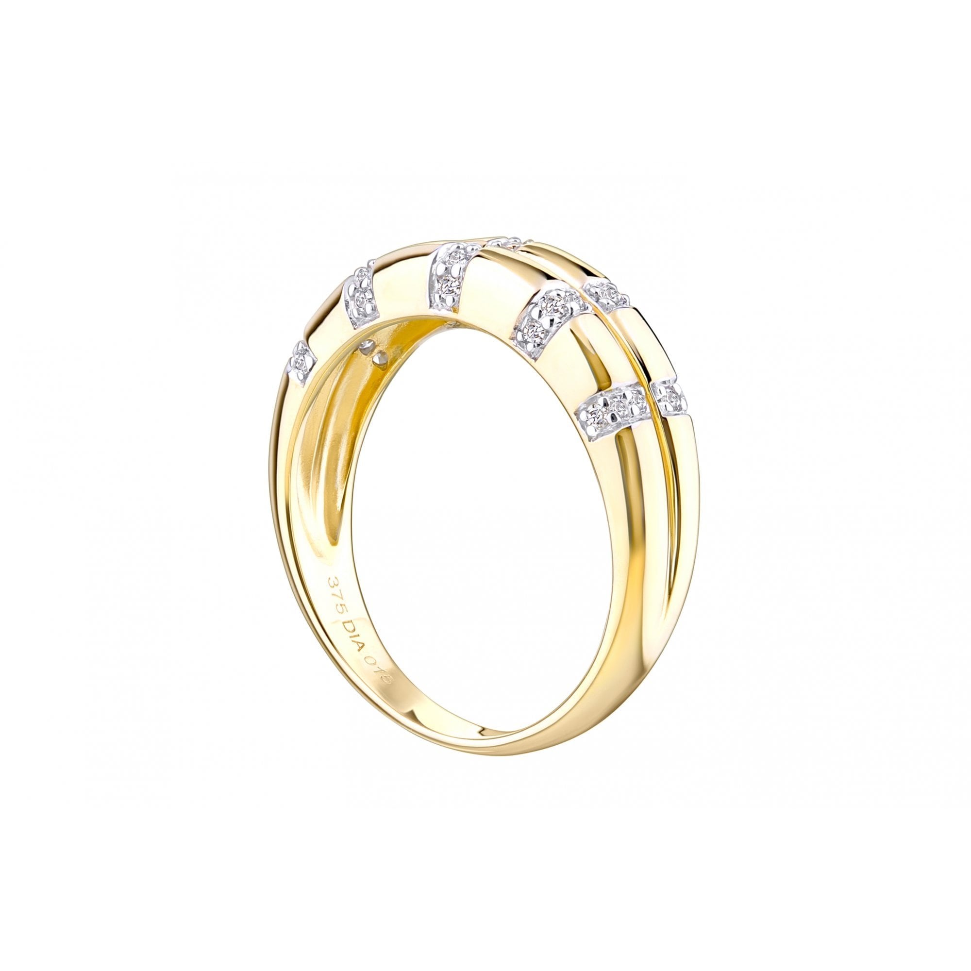 9ct Gold 0.15 Carat Natural Diamond Double Band Wedding Ring