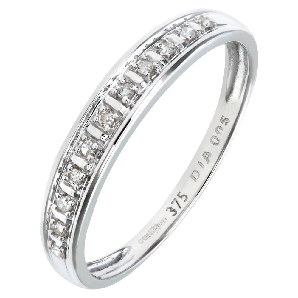 9ct White Gold Natural Diamond Channel Set Eternity Band Ring