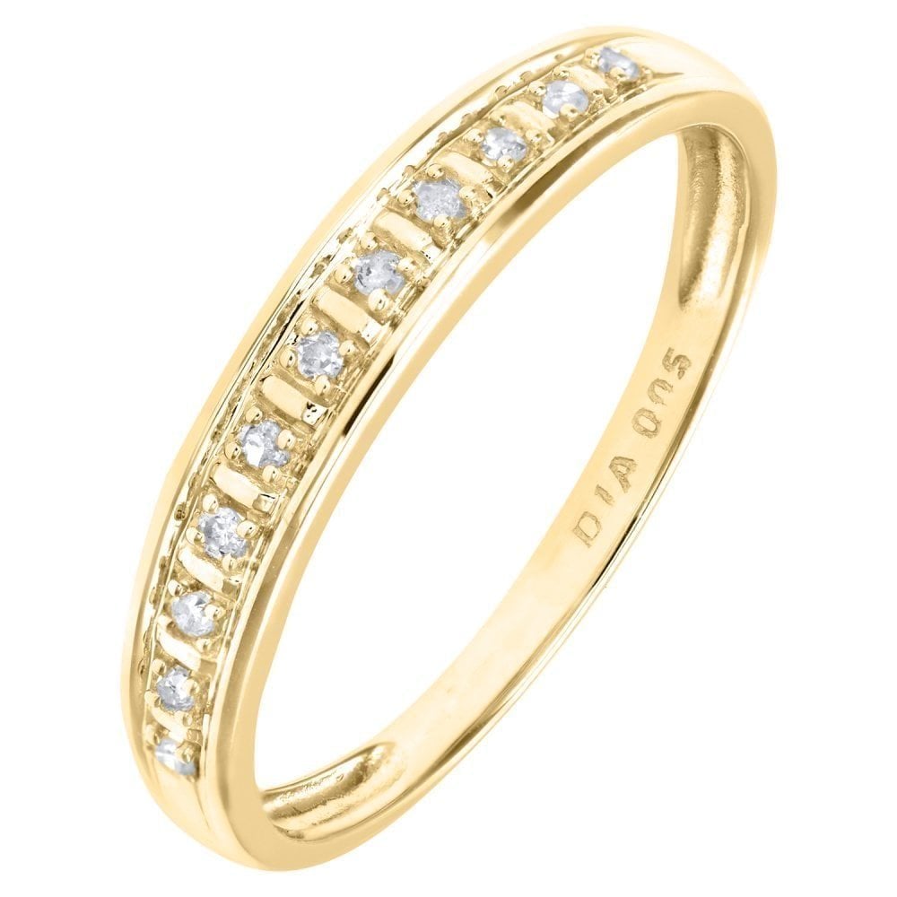 9ct Gold Natural Diamond Channel Set Eternity Band Ring