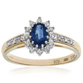 9ct Yellow Gold Tanzanite & 0.10ct Diamond Cluster Ring