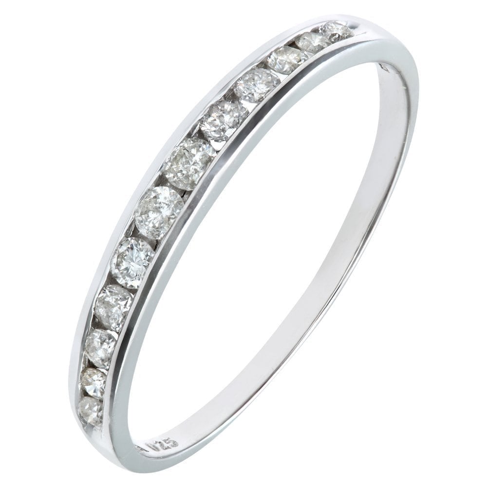 9ct White Gold 0.25 Carat Natural Diamond Channel Set Eternity Band Ring