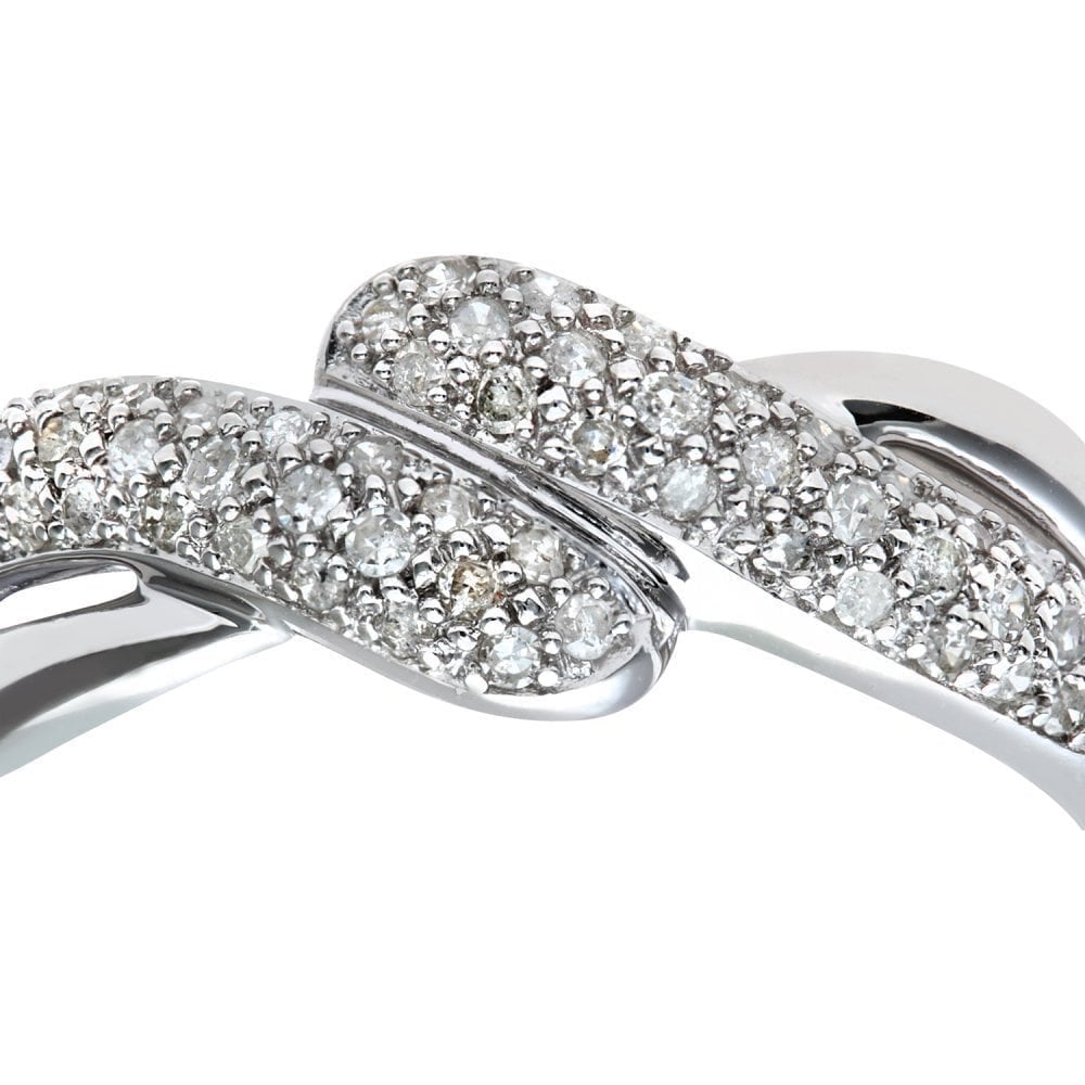 9ct White Gold 0.25 Carat Natural Diamond Crossover Bypass Ring