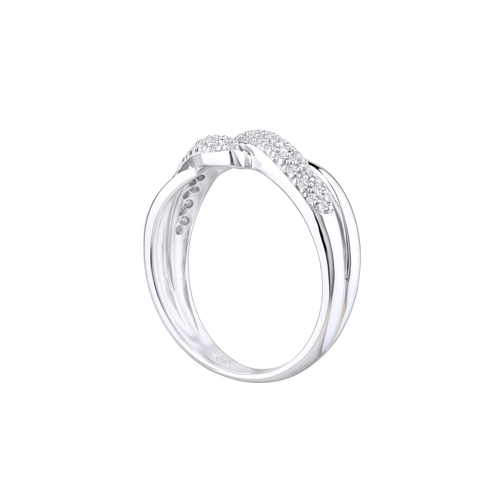 9ct White Gold 0.25 Carat Natural Diamond Crossover Bypass Ring