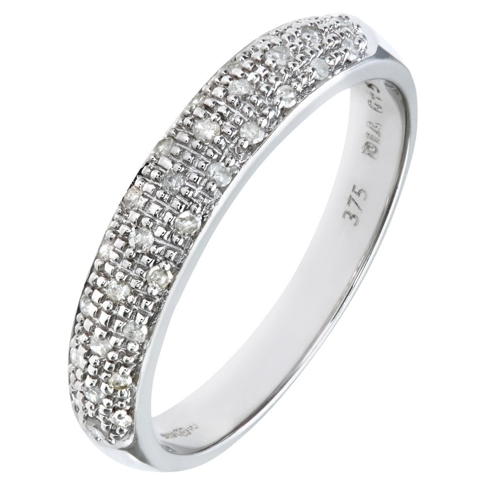 9ct White Gold 0.15 Carat Natural Diamond Cluster Eternity Ring