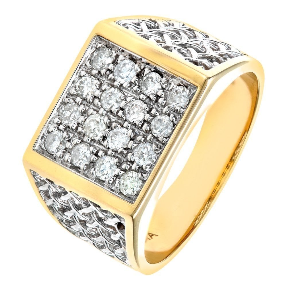 9ct Gold 0.50 Carat Natural Diamond Cluster Mens Ring