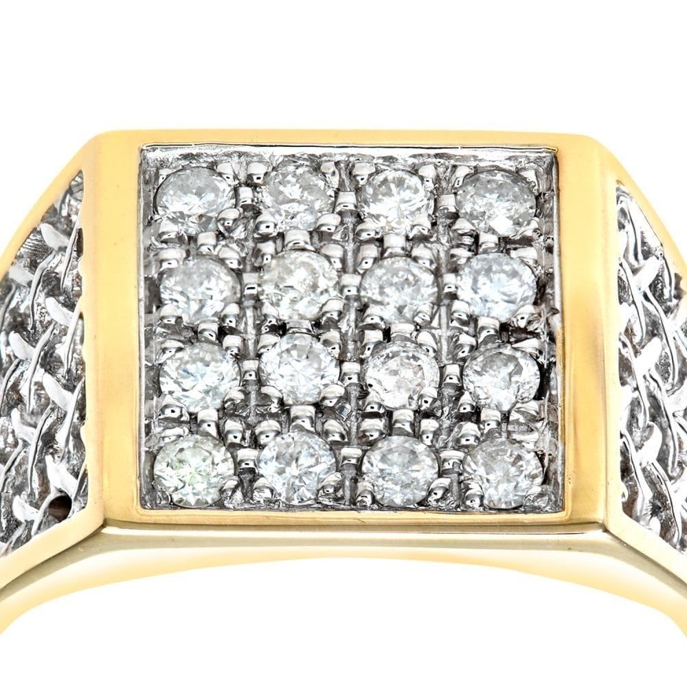 9ct Gold 0.50 Carat Natural Diamond Cluster Mens Ring