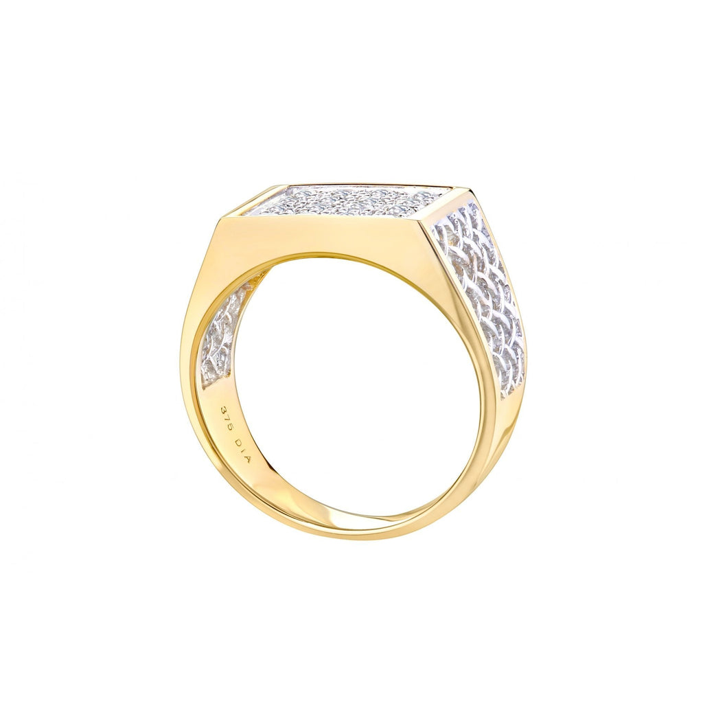 9ct Gold 0.50 Carat Natural Diamond Cluster Mens Ring