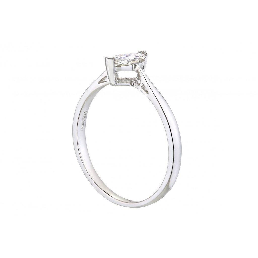 9ct White Gold 0.25 Carat Natural Diamond Marquise Solitaire Engagement Ring