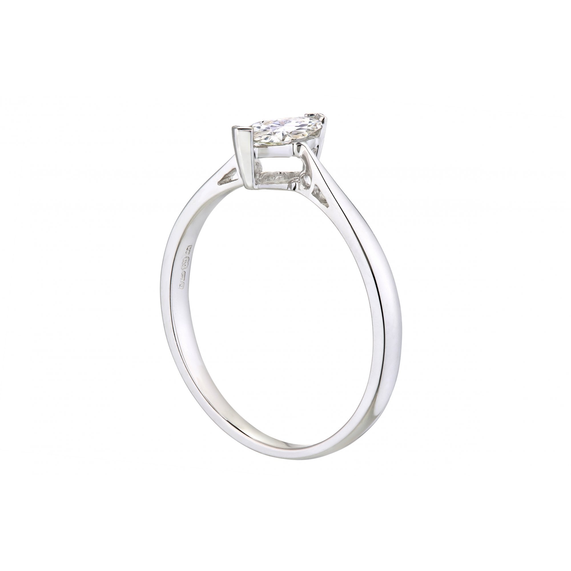 9ct White Gold 0.25 Carat Natural Diamond Marquise Solitaire Engagement Ring