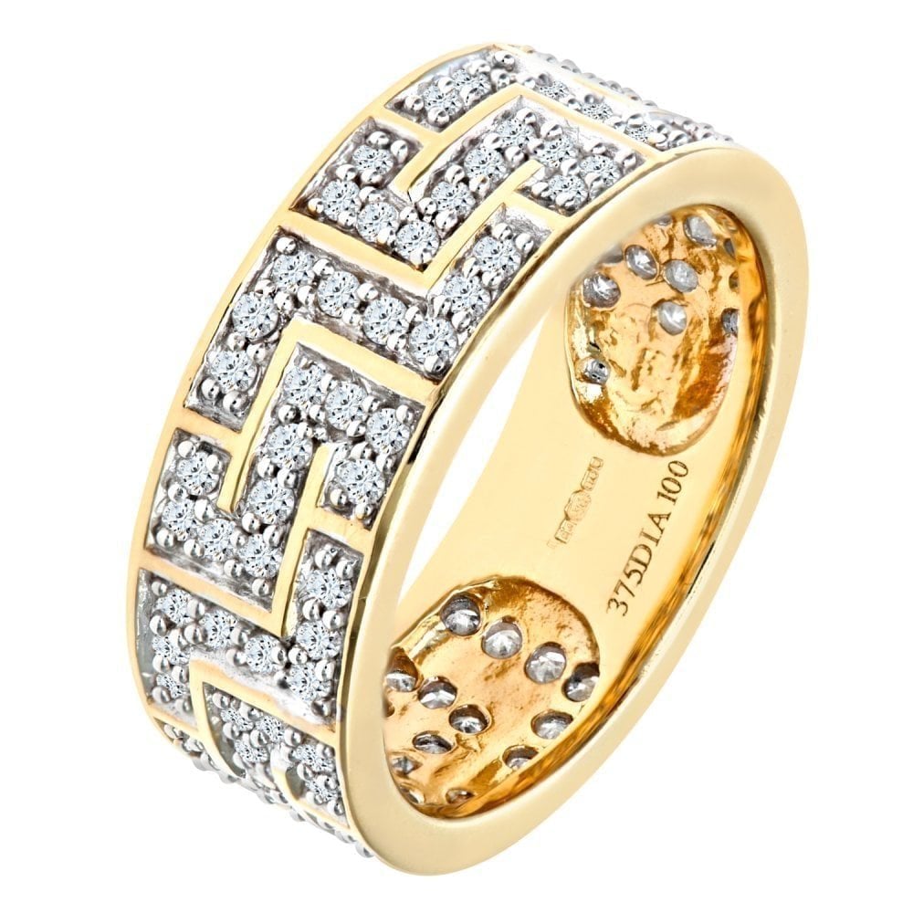 9ct Gold 1 Carat Natural Diamond Puzzle Mens Ring