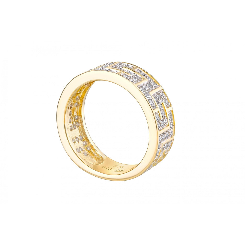 9ct Gold 1 Carat Natural Diamond Puzzle Mens Ring
