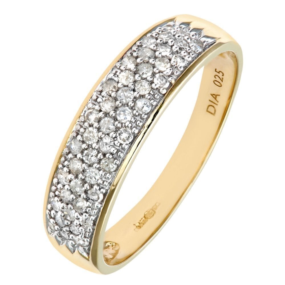 9ct Gold 0.25 Carat Natural Diamond Cluster Eternity Ring