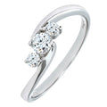 Diamond Trilogy Bypass Ring 9ct White Gold | Prime Jewellery