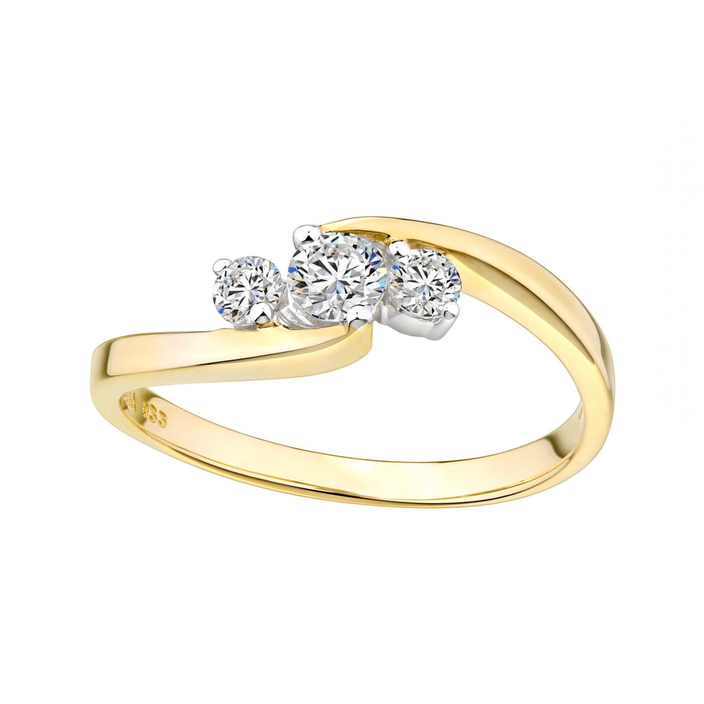 9ct Yellow Gold 0.33ct Diamond Trilogy Ring