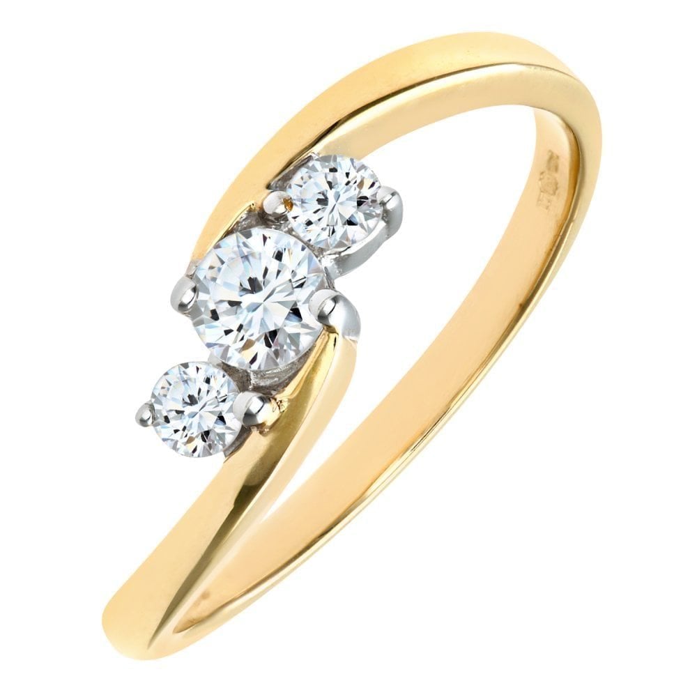 9ct Yellow Gold 0.33ct Diamond Trilogy Ring