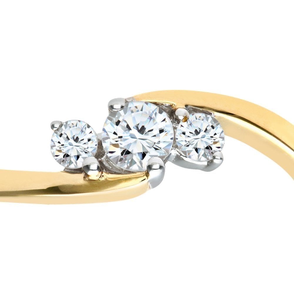9ct Yellow Gold 0.33ct Diamond Trilogy Ring