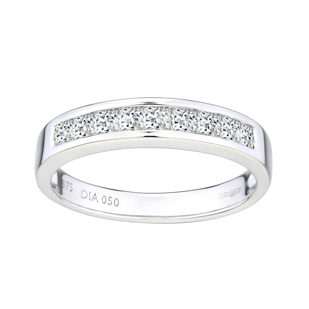 Diamond Eternity Ring Princess Channel Band 9ct White Gold 0.50ct | Prime Jewellery