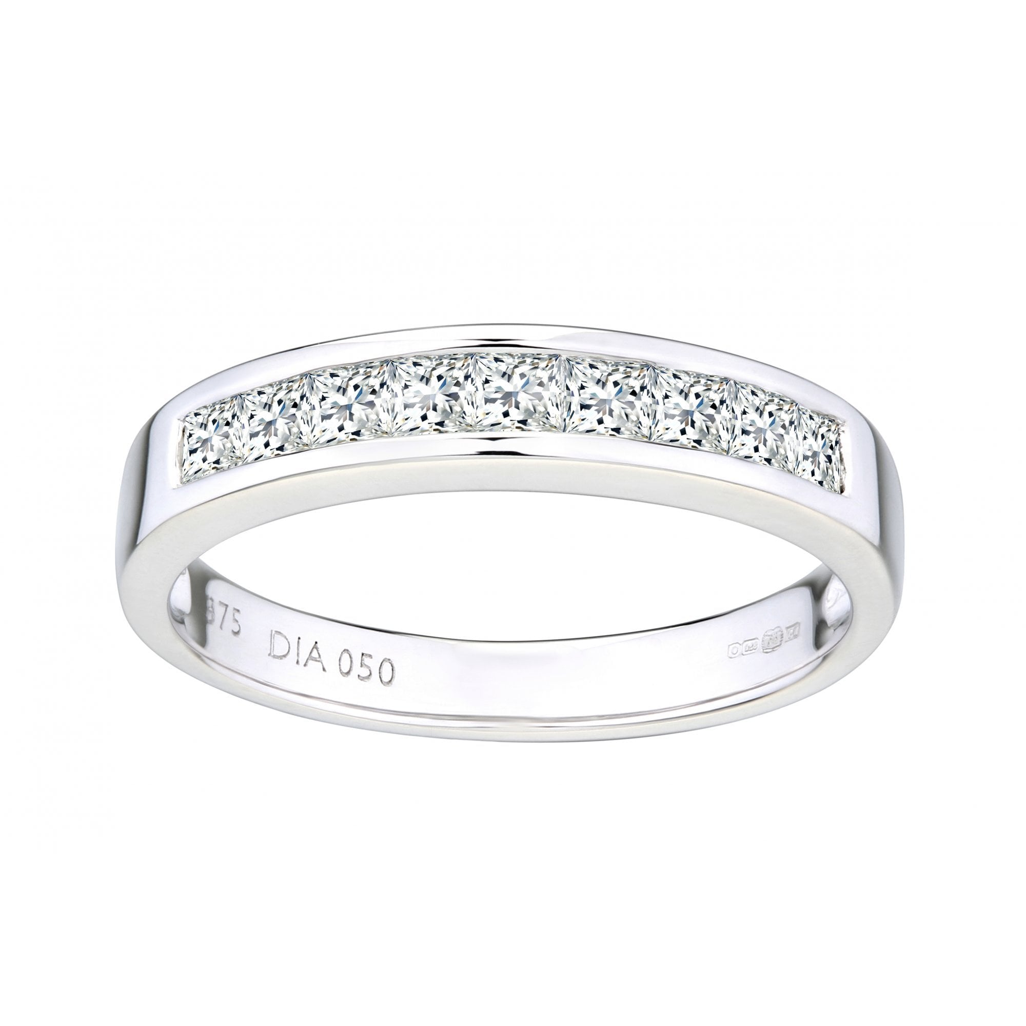 Diamond Eternity Ring Princess Channel Band 9ct White Gold 0.50ct | Prime Jewellery