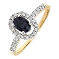 1.1 Ct Oval Natural Blue Sapphire and Diamond Halo Ring in 9ct Yellow Gold