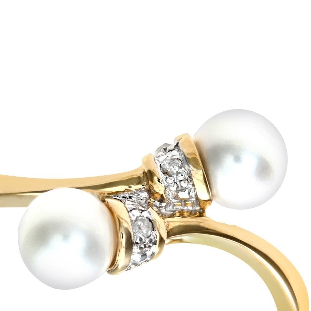 9ct Yellow Gold Pearl & 0.01ct Diamond Ring