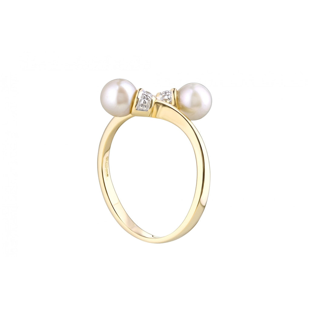9ct Yellow Gold Pearl & 0.01ct Diamond Ring