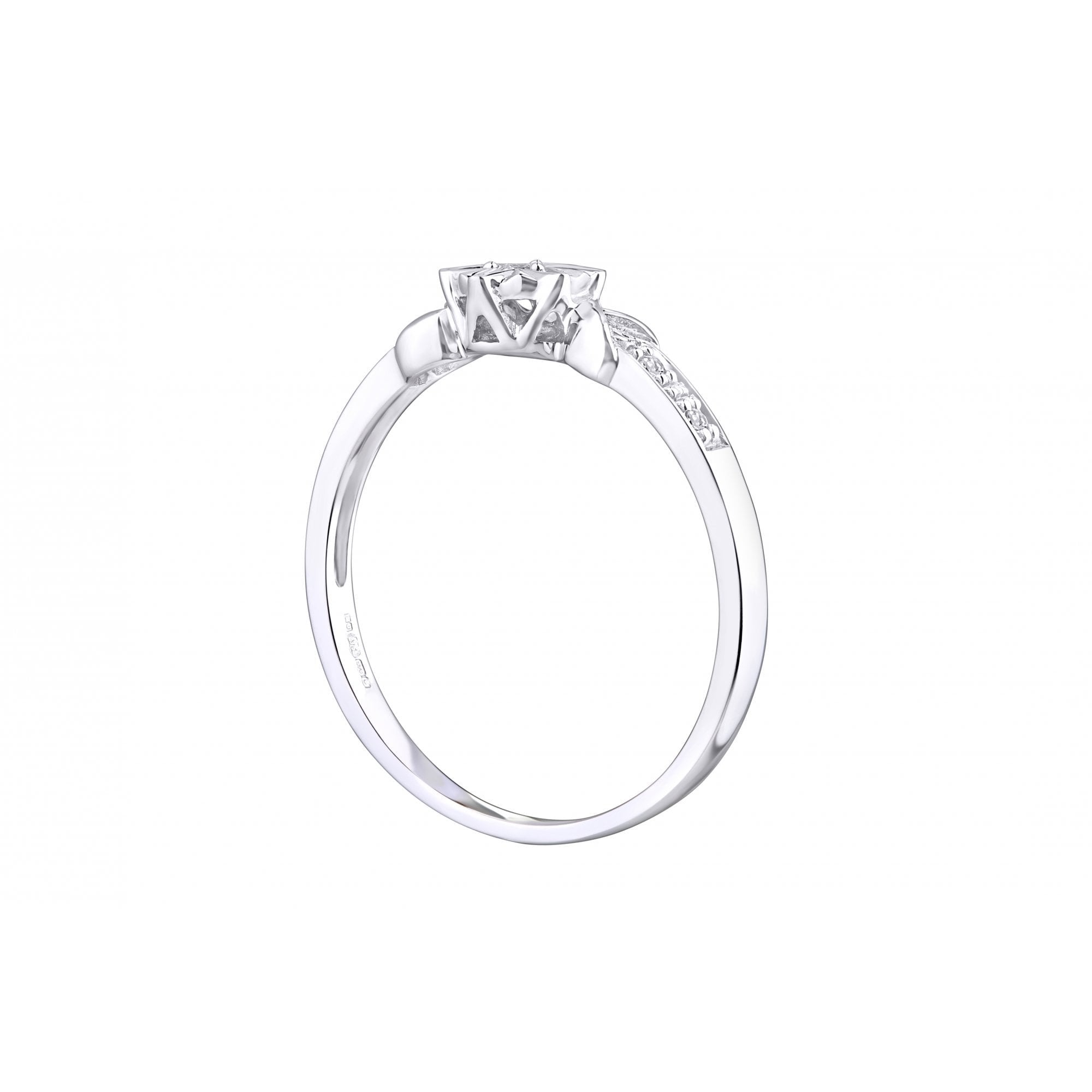9ct White Gold Natural Diamond Classic Engagement Ring