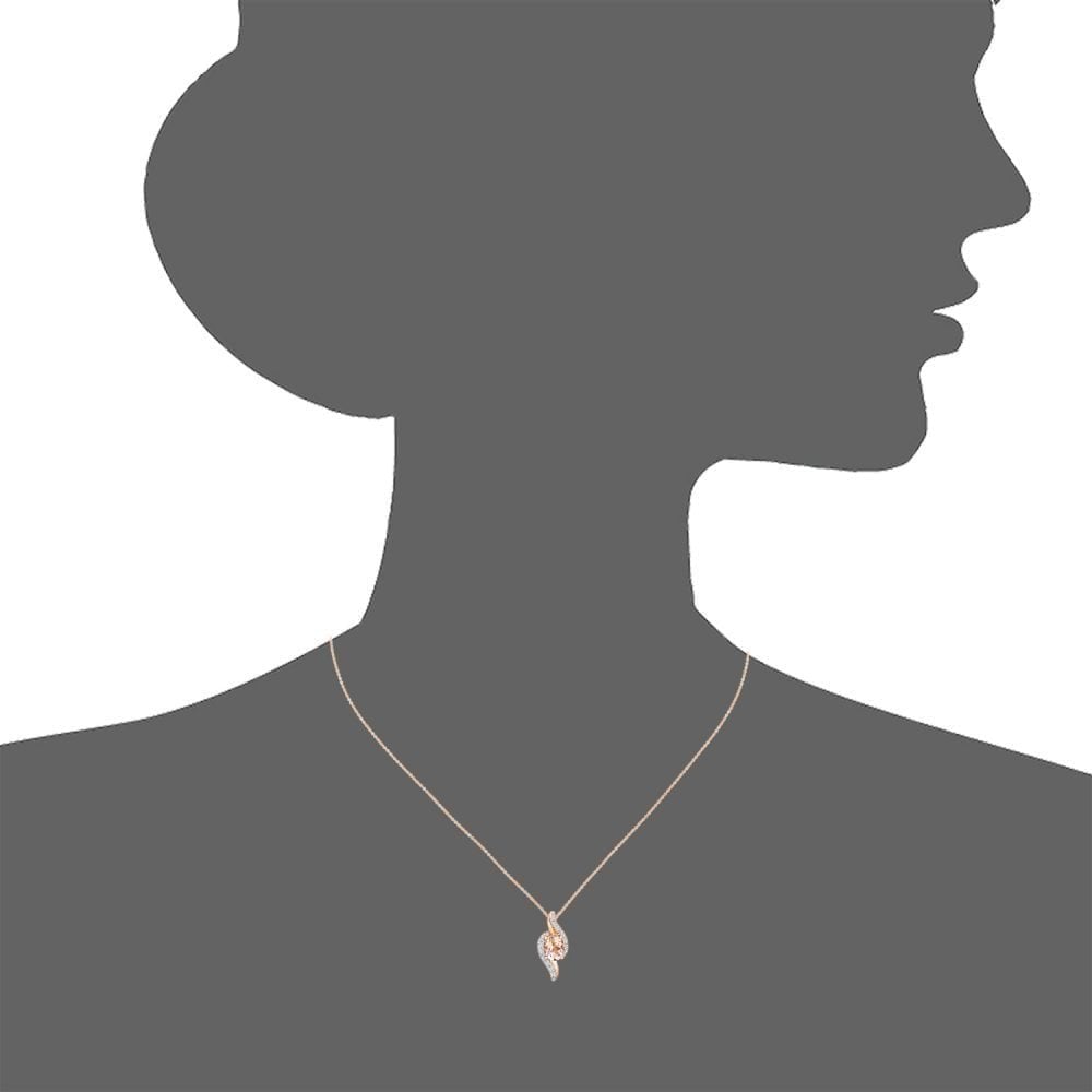 9ct Rose Gold Morganite and 0.05ct Diamond Pendant and Chain
