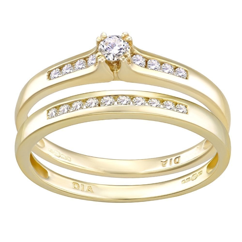 9ct Gold 0.25 Carat Natural Diamond Bridal Ring Set