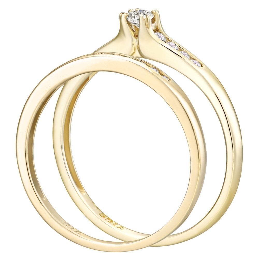 9ct Gold 0.25 Carat Natural Diamond Bridal Ring Set