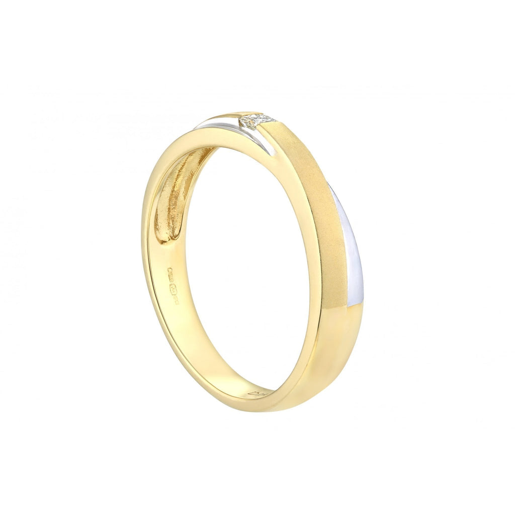 9ct Yellow and White Gold Natural Diamond Crossover Wedding Band Ring