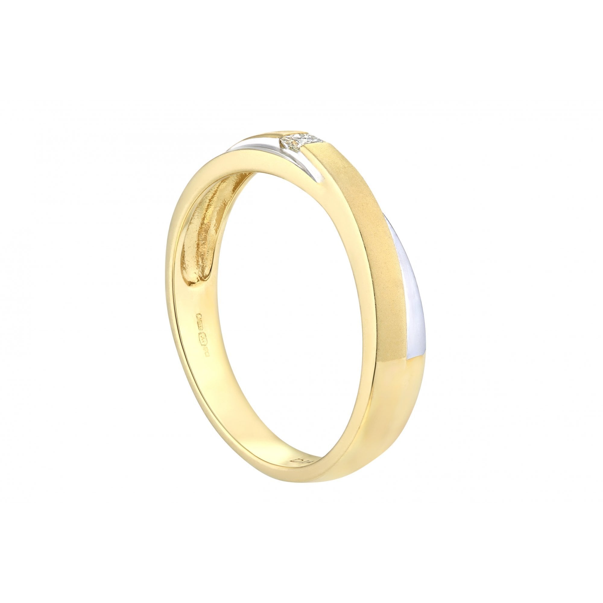 9ct Yellow and White Gold Natural Diamond Crossover Wedding Band Ring