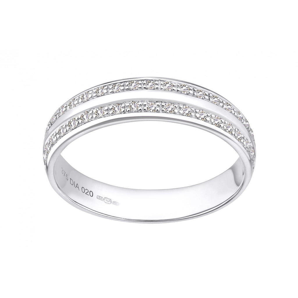 9ct White Gold 0.25 Carat Natural Diamond Wedding Band Ring