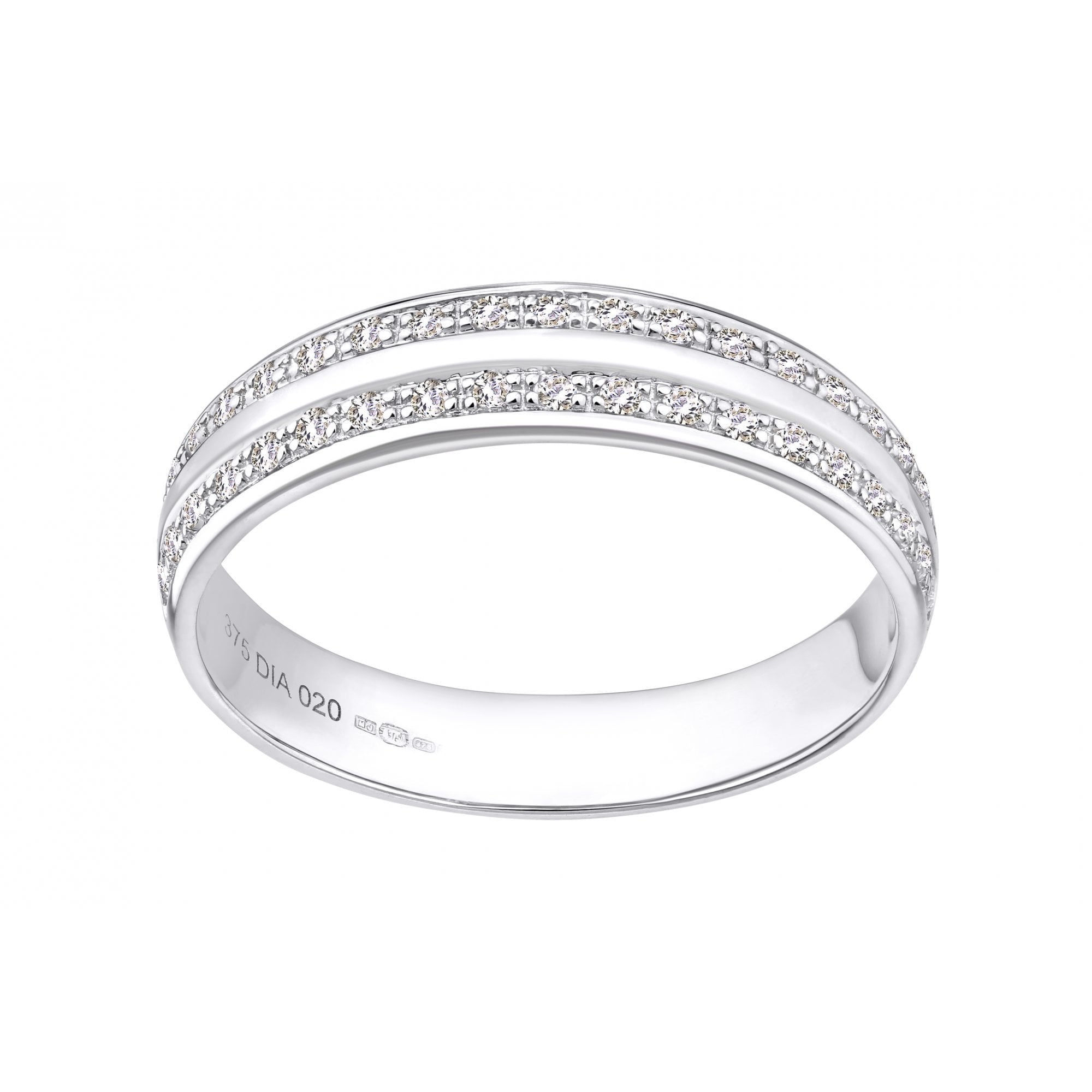 9ct White Gold 0.25 Carat Natural Diamond Wedding Band Ring