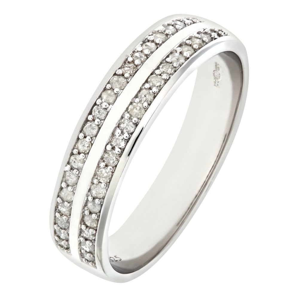 9ct White Gold 0.25 Carat Natural Diamond Wedding Band Ring