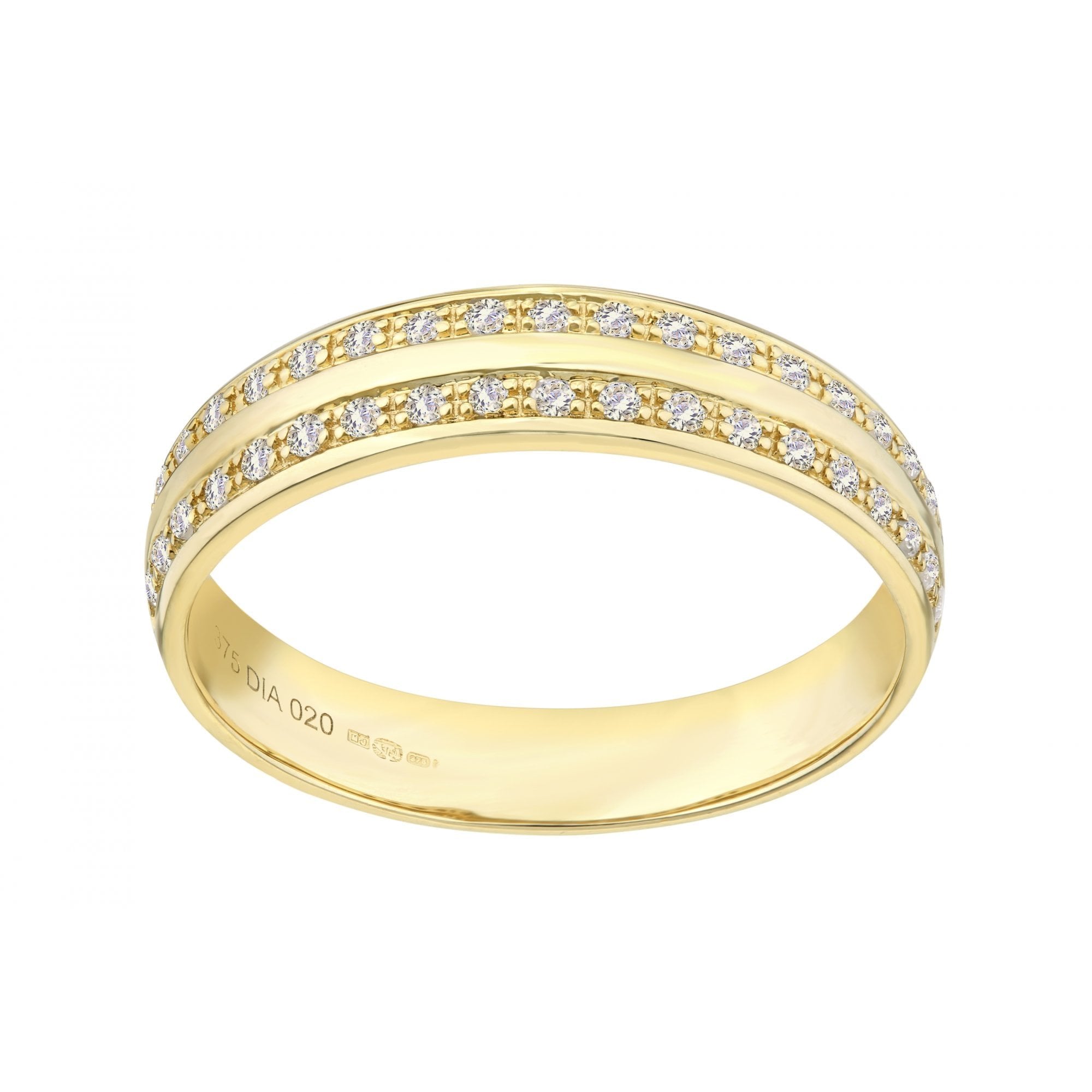 9ct Gold 0.20 Carat Natural Diamond Wedding Band Ring