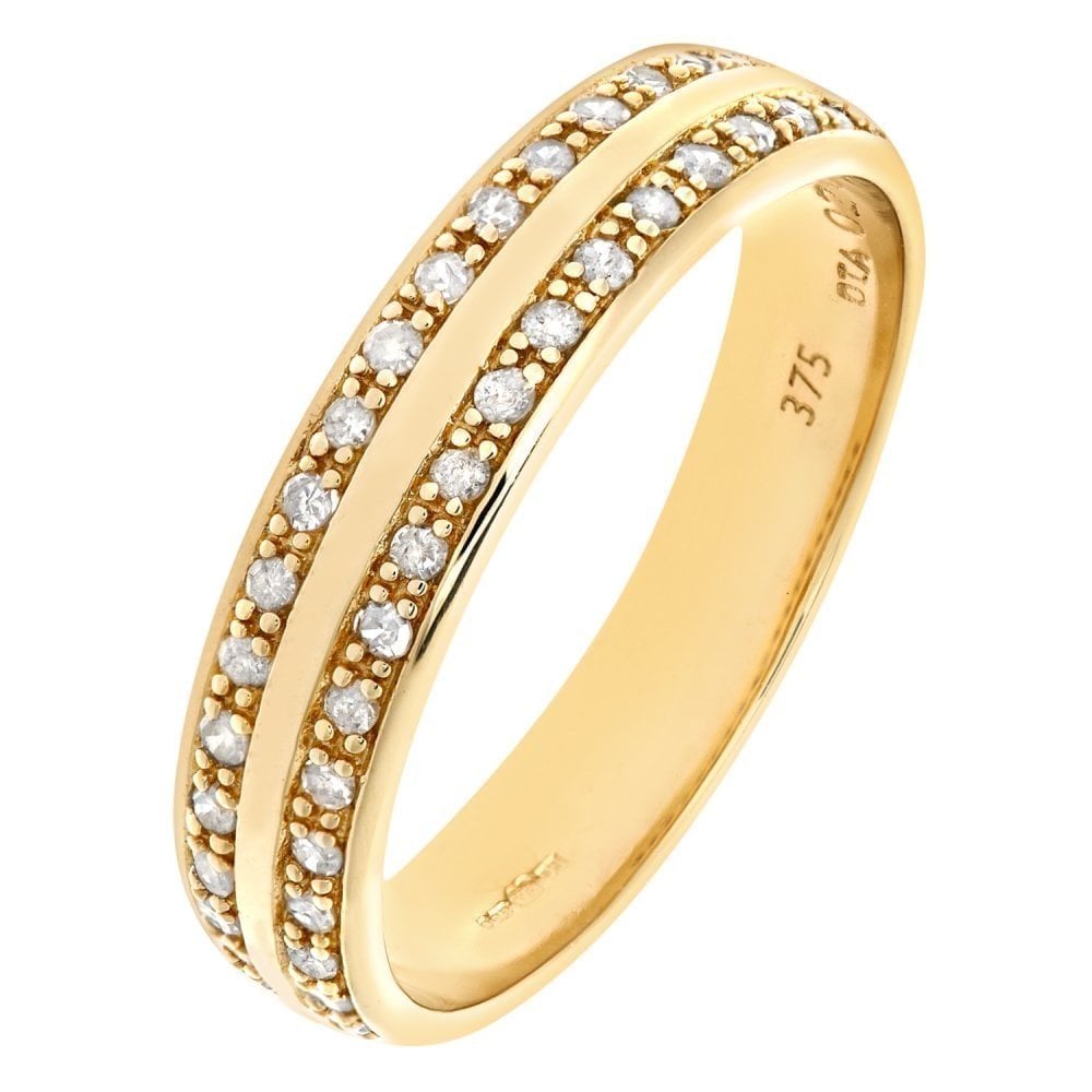 9ct Gold 0.20 Carat Natural Diamond Wedding Band Ring