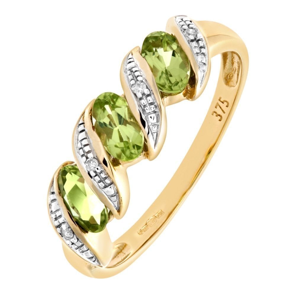 Diamond and Peridot Eternity Ring 9ct Yellow Gold | Prime Jewellery