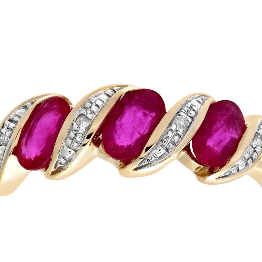 9ct Yellow Gold 0.02ct Diamond and Ruby Eternity Ladies Ring