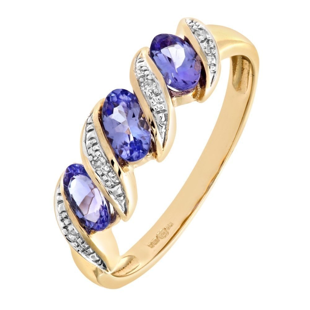 Diamond and Tanzanite Eternity Ring 9ct Yellow Gold | Prime Jewellery