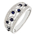 0.56 Ct Round Natural Blue Sapphire and Diamond Eternity Cocktail Ring in 9ct White Gold